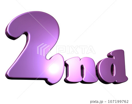 3DCG文字「2nd /2番目」パープル,紫 107199762
