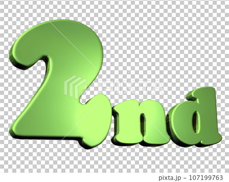 3DCG文字「2nd /2番目」グリーン,緑 107199763