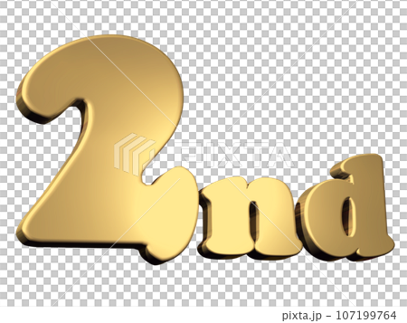 3DCG文字「2nd /2番目」ゴールド,金 107199764