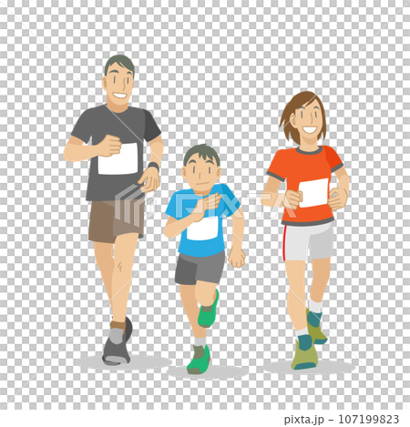 Parent and child enjoying running Parent and child enjoying running 107199823