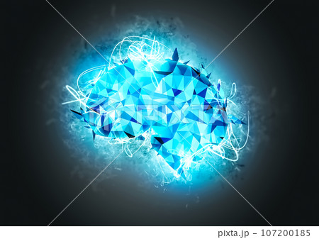 科学技術の概念で青色に発光する抽象的な人工知能の3dイラスト 科学技術の概念で青色に発光する抽象的な人工知能の3dイラスト 107200185