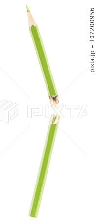 Green pencil isolated on white background broken crayons 107200956