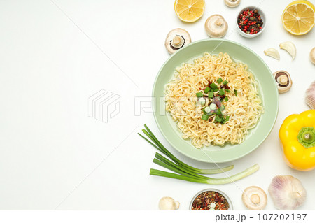 Concept of tasty fast food - instant noodles 107202197