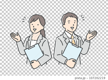 Business person / man and woman who guides with a smile Business person / man and woman who guides with a smile 107202219