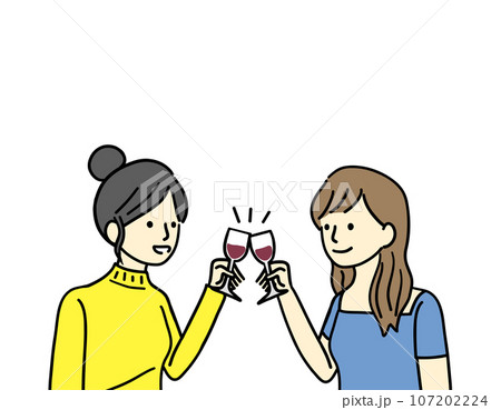 ワインで乾杯する女性達 ワインで乾杯する女性達 107202224