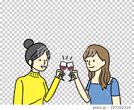 ワインで乾杯する女性達 ワインで乾杯する女性達 107202224