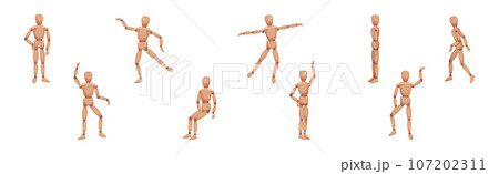 Wooden Dummy Toy and Man Statue Model with Joints Vector Set Wooden Dummy Toy and Man Statue Model with Joints Vector Set 107202311