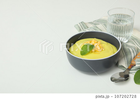 Tasty lunch concept with delicious cheese soup 107202728