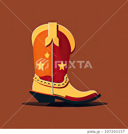 Traditional Cowboy Boot Flat Icon, Wild West Leather Footwear, Cool Ranchers Footwear, Cowboy Boots 107203157