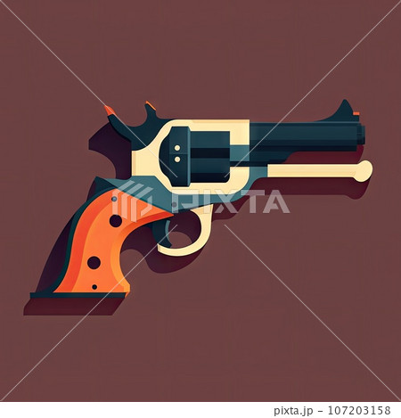Vintage Revolver Flat Icon, Wild West Handgun, Retro Weapon, Cowboy Gun 107203158