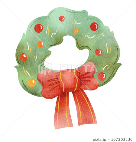 Watercolor Christmas Wreath Watercolor Christmas Wreath 107203336