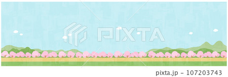 春の桜並木の道　背景素材 107203743