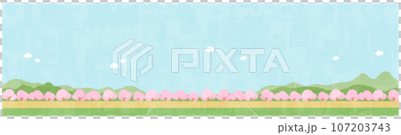 春の桜並木の道　背景素材 107203743