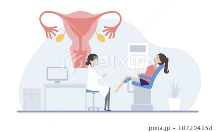 若い女性も子宮がん検診を恥ずかしがらずに受けよう！のイラスト素材 107204158