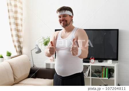 Young attractive man engaged in fitness 107204811