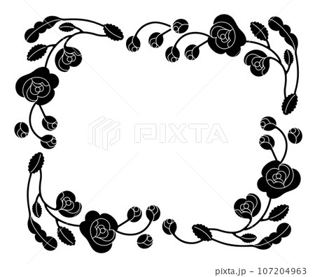 シンプルなレトロなバラのシルエットの装飾フレーム2 シンプルなレトロなバラのシルエットの装飾フレーム2 107204963