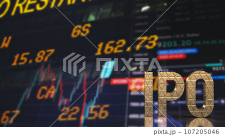 The gold ipo on chart background for Business concept 3d rendering 107205046