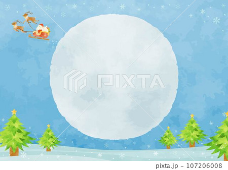大きな満月とクリスマスの風景イラスト 107206008