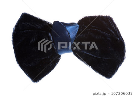 Beautiful blue gift Velvet bow, isolated on white 107206035