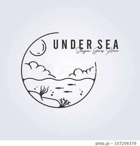 under the sea logo vector illustration design outline line art 107206376