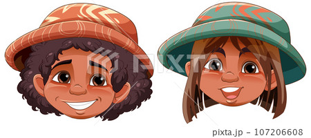Native American Kids in Cartoon Style 107206608