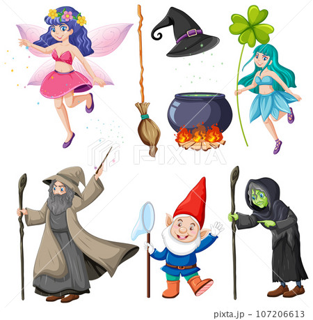 Fairy Cartoon Character Vector Set 107206613