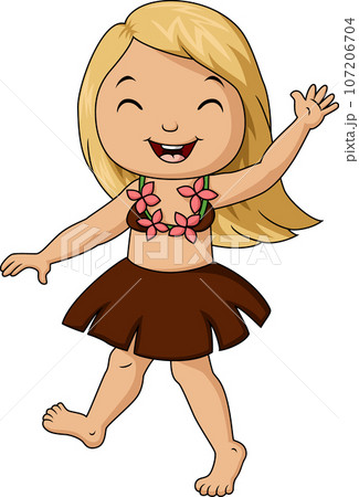 Cute hawaiian girl cartoon waving hand Cute hawaiian girl cartoon waving hand 107206704