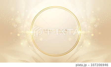 Gold circle frame elements with bokeh and glitter light effect decoration. Luxury style design background Gold circle frame elements with bokeh and glitter light effect decoration. Luxury style design background 107206946