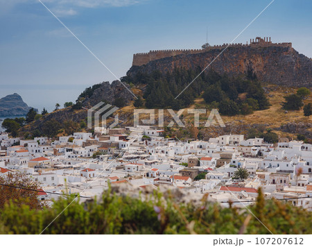 travel to city of Lindos on island of Rhodes, Greece travel to city of Lindos on island of Rhodes, Greece 107207612