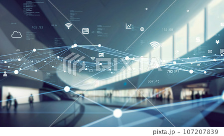 近代的なロビーとネットワーク　スマートオフィス 107207839