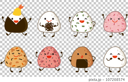 飯糰人物 各種類型的飯糰便當 107208574