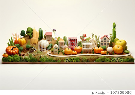 野菜でできた街並み（3D） 107209086