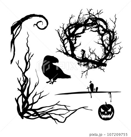 Collection of halloween silhouettes 107209755