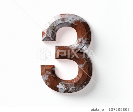 Digit made of rusty metal 107209802