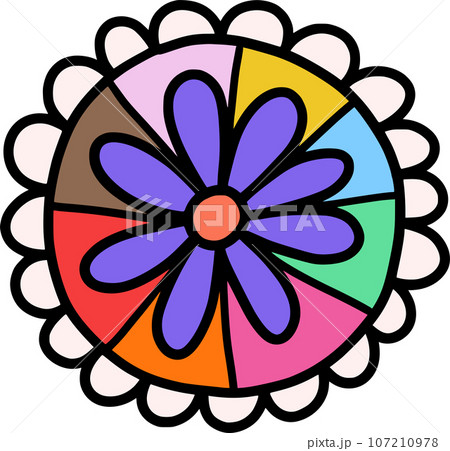 Colourful hand draw flower  107210978