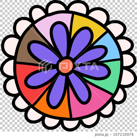 Colourful hand draw flower  107210978