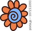 Orange and blue flower  107211093