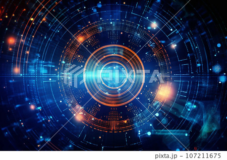 Technology background of information big data concept, Abstract background on technology and digital big data connection, AI generated. 107211675