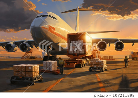 Military transport aircraft and military supplies. 107211898