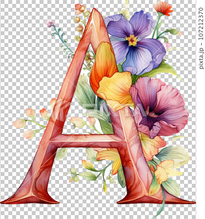 A　アルファベット　大文字　花文字 107212370