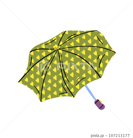 Cartoon Color Umbrella Open View Protect Rain Concept Element Flat Design Style. Vector illustration of Seasonal Symbol 107213177