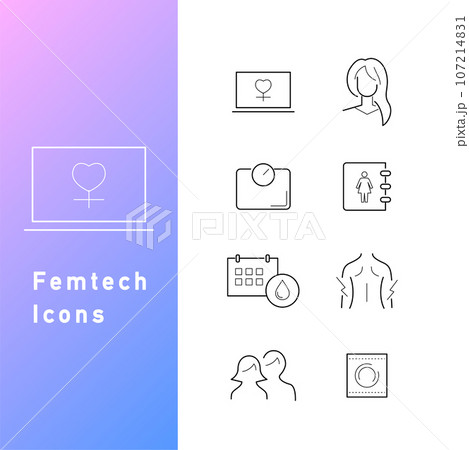 フェムテックのラインアイコンセット 107214831