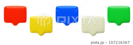 3d blank Speech Bubbles set. Three dimensional red green yellow blue white chat boxes collection 3d blank Speech Bubbles set. Three dimensional red green yellow blue white chat boxes collection 107216367