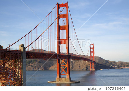 View of famous landmark the Golden Gate Bridge . San Francisco, California, USA 107216403