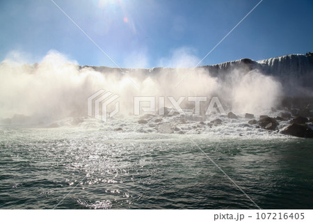 Landscape Niagara falls From maid of the mist boat . Landscape Niagara falls From maid of the mist boat . 107216405