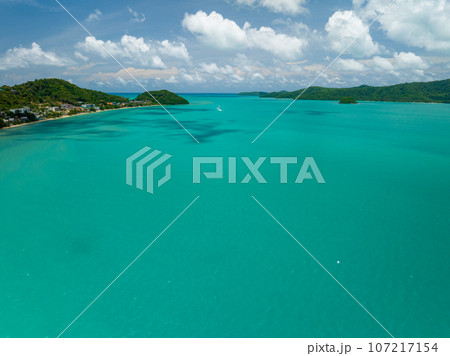 Beautiful sea summer landscape, Waves sea water surface, High quality sea top view, Bird's eye view ocean ,Sea ocean waves background 107217154