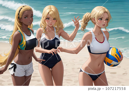 バリ絵画:beach girls バリ絵画:beach girls
