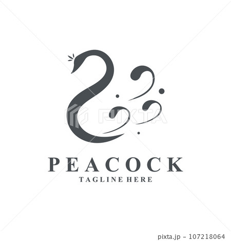 Vector Illustration Peacock Silhouette Design 107218064