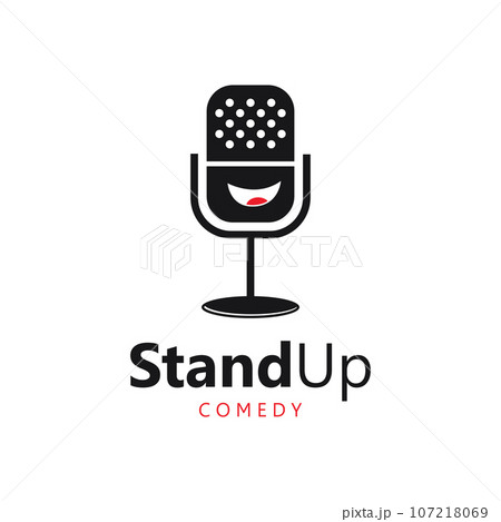 Stand Up Comedy Logo Template with Microphone 107218069