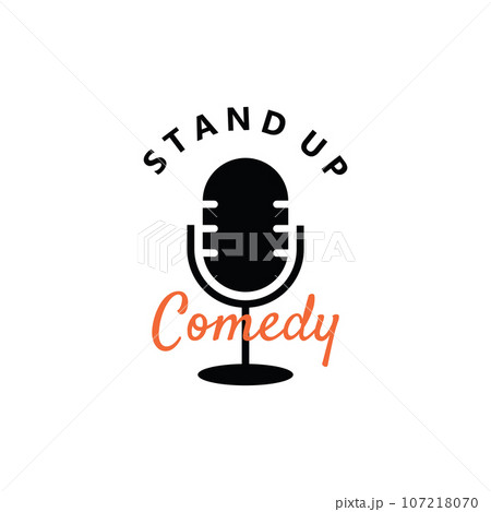 Stand Up Comedy Logo Template with Microphone Stand Up Comedy Logo Template with Microphone 107218070